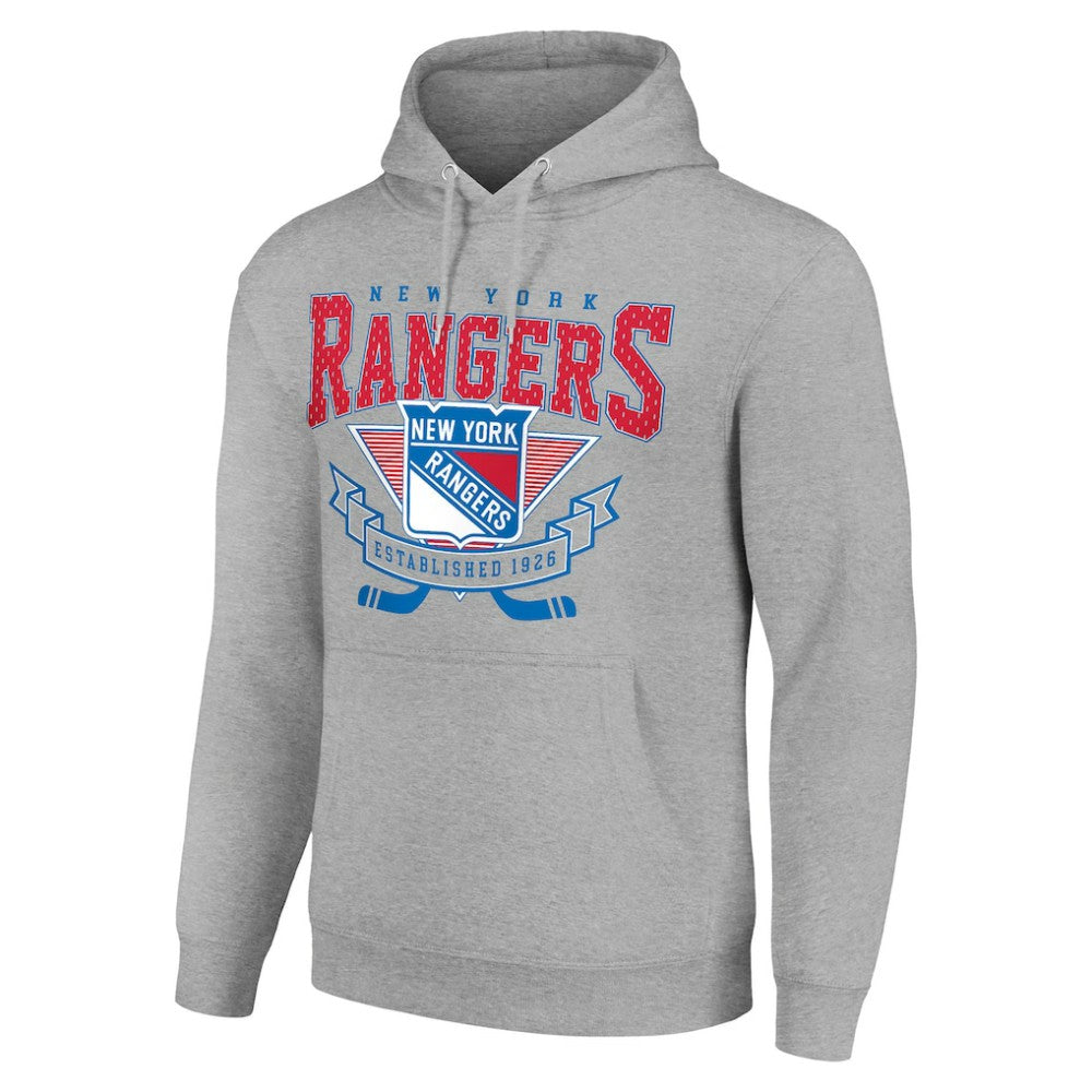 New York Rangers Starter Team Logo Graphic Fleece Tri-Blend Pullover Hoodie - Heather Gray | US 201591943