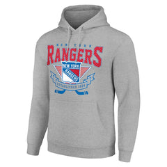 New York Rangers Starter Team Logo Graphic Fleece Tri-Blend Pullover Hoodie - Heather Gray | US 201591943