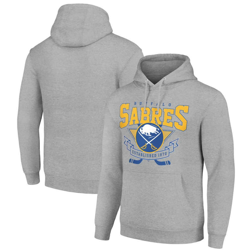 Buffalo Sabres Starter Team Logo Graphic Fleece Tri-Blend Pullover Hoodie - Heather Gray | US 201591944