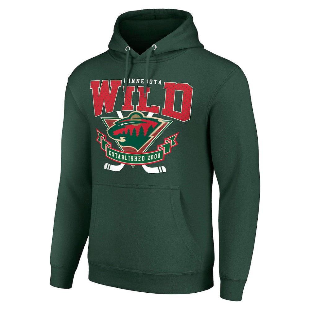 Minnesota Wild Starter Team Logo Graphic Fleece Tri-Blend Pullover Hoodie - Olive | US 201591946