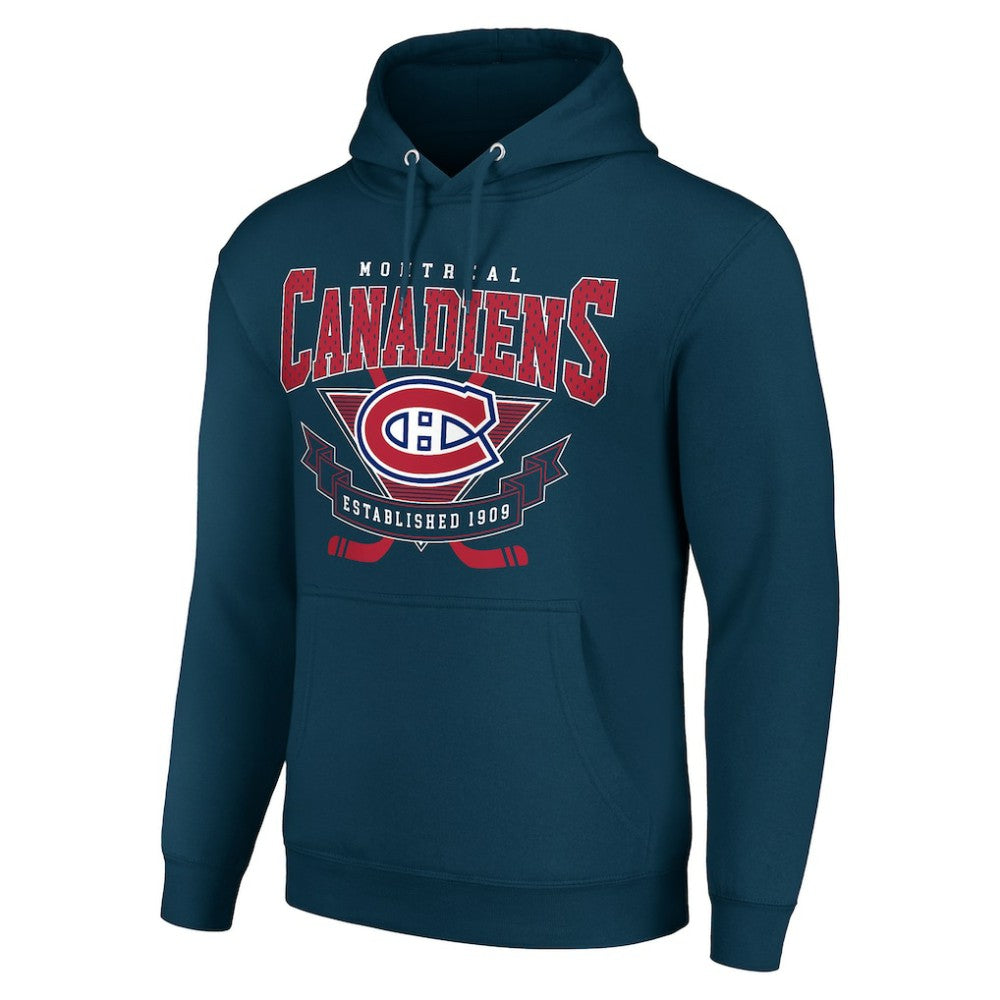 Montreal Canadiens Starter Team Logo Graphic Fleece Tri-Blend Pullover Hoodie - Navy | US 201591953