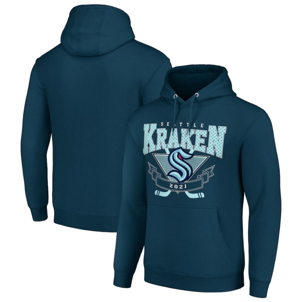 Seattle Kraken Starter Team Logo Graphic Fleece Tri-Blend Pullover Hoodie - Deep Sea Blue | US 201591956