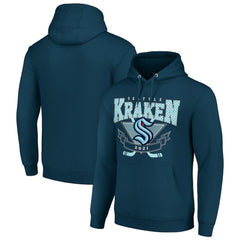 Seattle Kraken Starter Team Logo Graphic Fleece Tri-Blend Pullover Hoodie - Deep Sea Blue | US 201591956