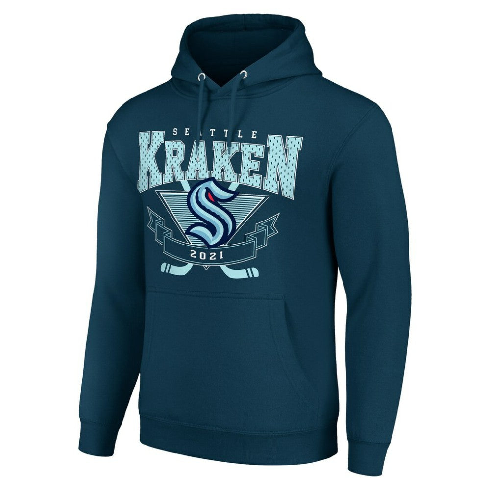 Seattle Kraken Starter Team Logo Graphic Fleece Tri-Blend Pullover Hoodie - Deep Sea Blue | US 201591956
