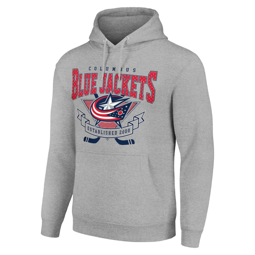 Columbus Blue Jackets Starter Team Logo Graphic Fleece Tri-Blend Pullover Hoodie - Heather Gray | US 201591957