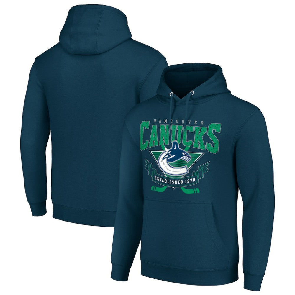 Vancouver Canucks Starter Team Logo Graphic Fleece Tri-Blend Pullover Hoodie - Navy | US 201591963