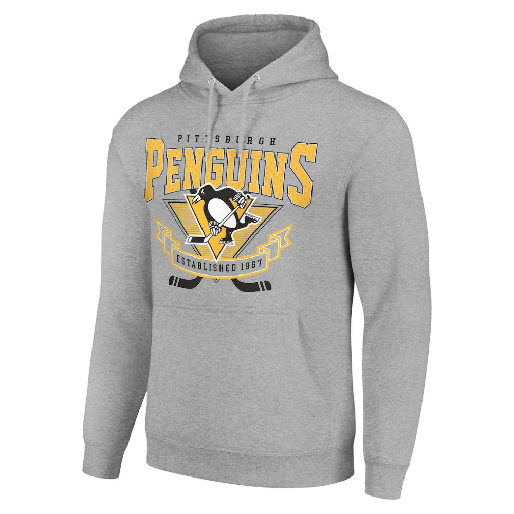 Pittsburgh Penguins Starter Team Logo Graphic Fleece Tri-Blend Pullover Hoodie - Heather Gray | US 201591968