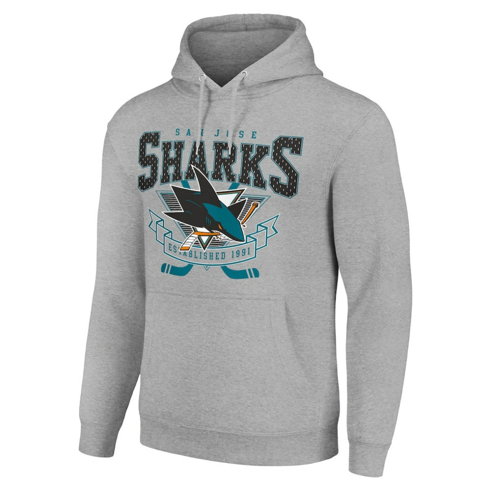 San Jose Sharks Starter Team Logo Graphic Fleece Tri-Blend Pullover Hoodie - Heather Gray | US 201591969