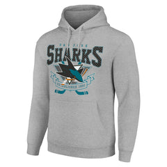 San Jose Sharks Starter Team Logo Graphic Fleece Tri-Blend Pullover Hoodie - Heather Gray | US 201591969
