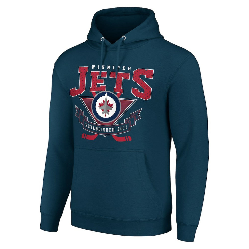 Winnipeg Jets Starter Team Logo Graphic Fleece Tri-Blend Pullover Hoodie - Navy | US 201591974