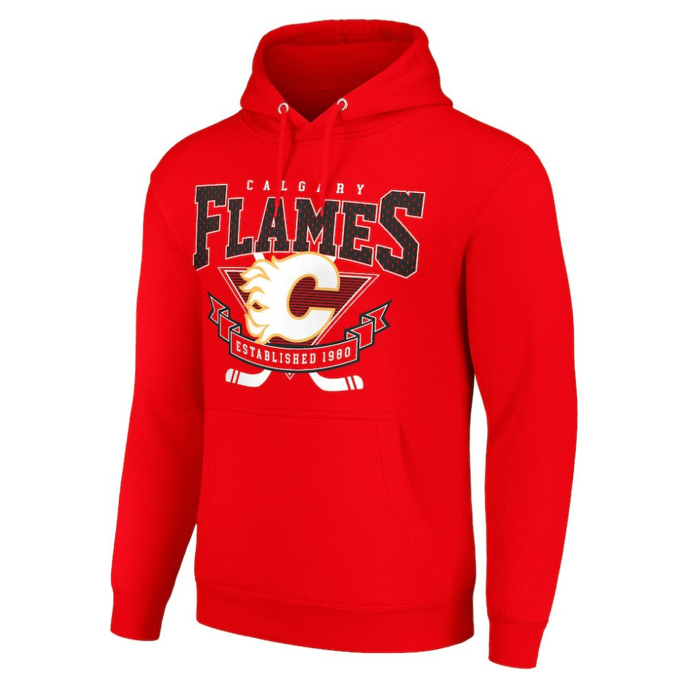 Calgary Flames Starter Team Logo Graphic Fleece Tri-Blend Pullover Hoodie - Red | US 201591975