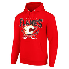 Calgary Flames Starter Team Logo Graphic Fleece Tri-Blend Pullover Hoodie - Red | US 201591975