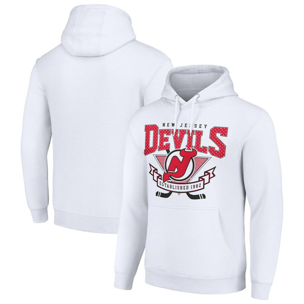 New Jersey Devils Starter Team Logo Graphic Fleece Tri-Blend Pullover Hoodie - White | US 201591978