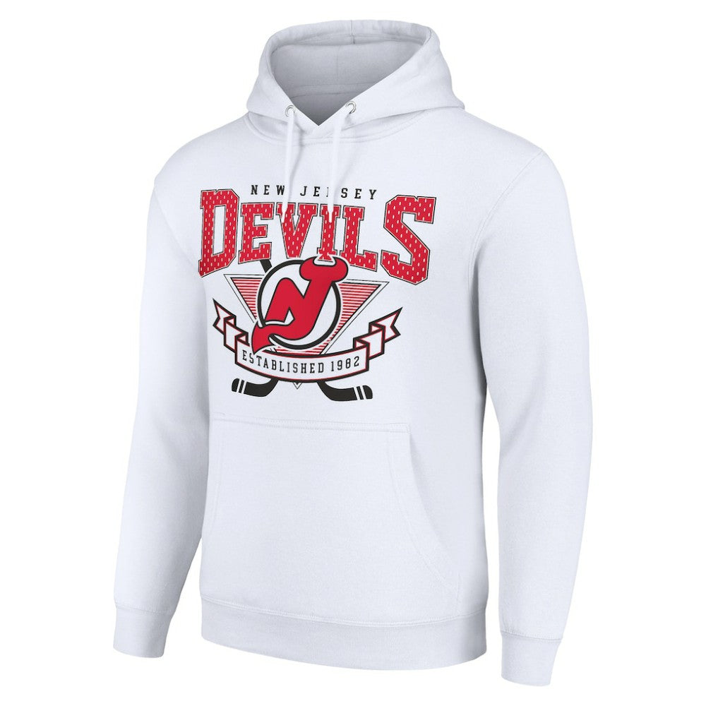New Jersey Devils Starter Team Logo Graphic Fleece Tri-Blend Pullover Hoodie - White | US 201591978