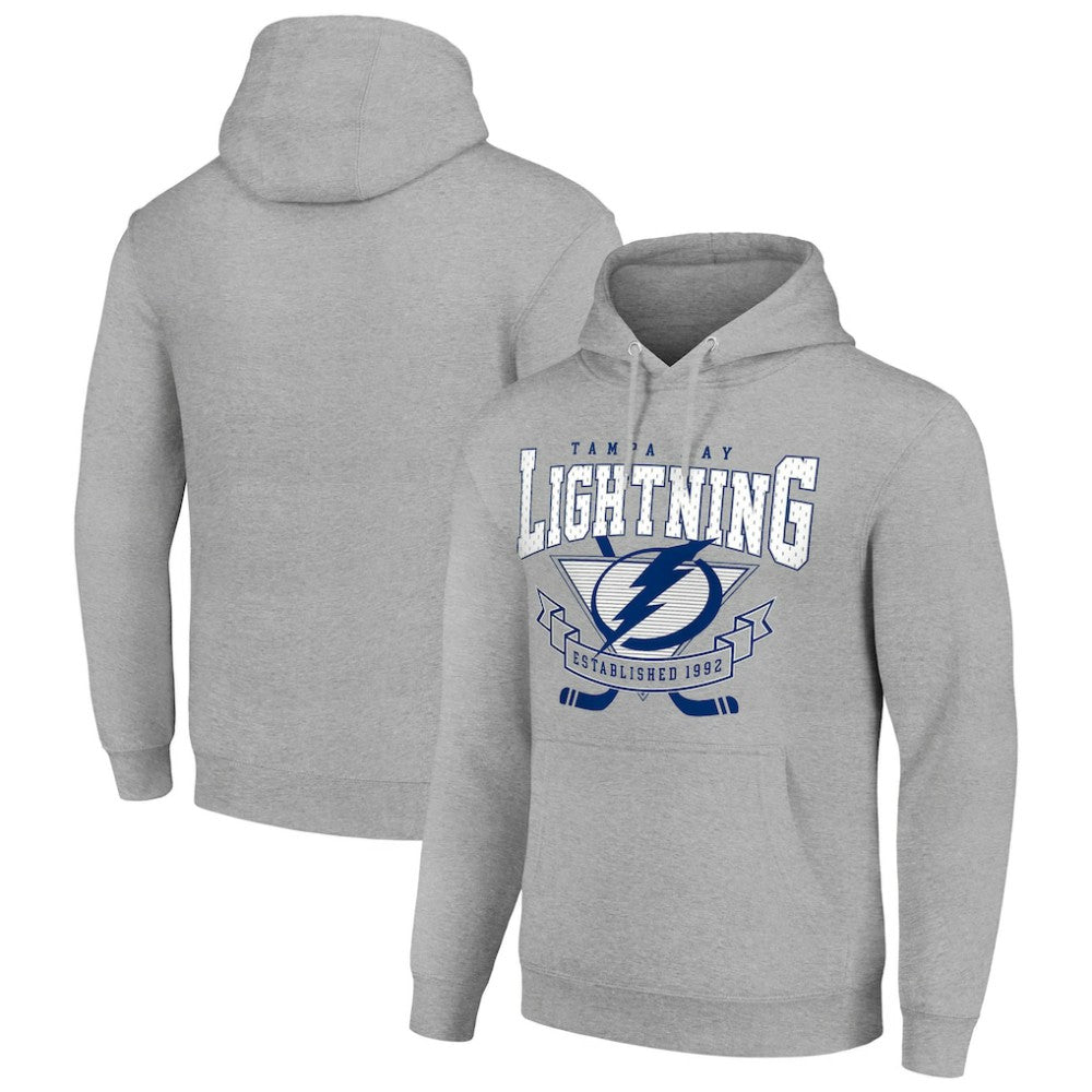 Tampa Bay Lightning Starter Team Logo Graphic Fleece Tri-Blend Pullover Hoodie - Heather Gray | US 201591980