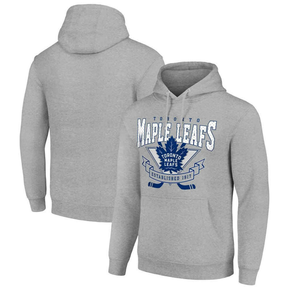 Toronto Maple Leafs Starter Team Logo Graphic Fleece Tri-Blend Pullover Hoodie - Heather Gray | US 201591983
