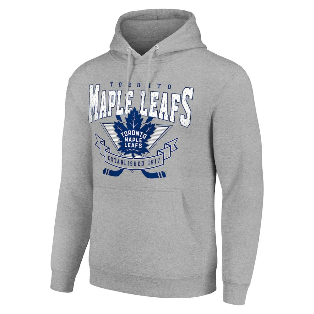 Toronto Maple Leafs Starter Team Logo Graphic Fleece Tri-Blend Pullover Hoodie - Heather Gray | US 201591983