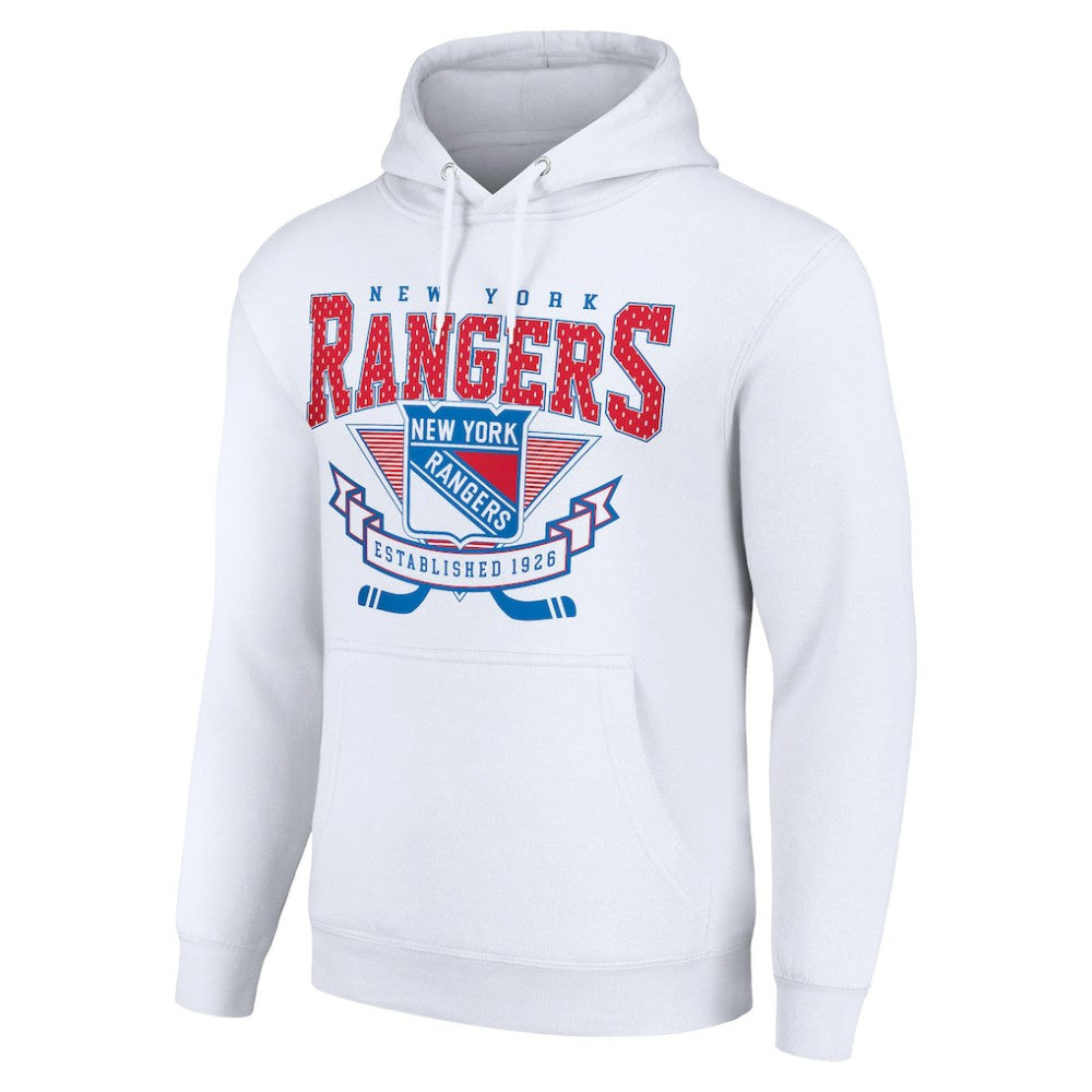 New York Rangers Starter Team Logo Graphic Fleece Tri-Blend Pullover Hoodie - White | US 201591985