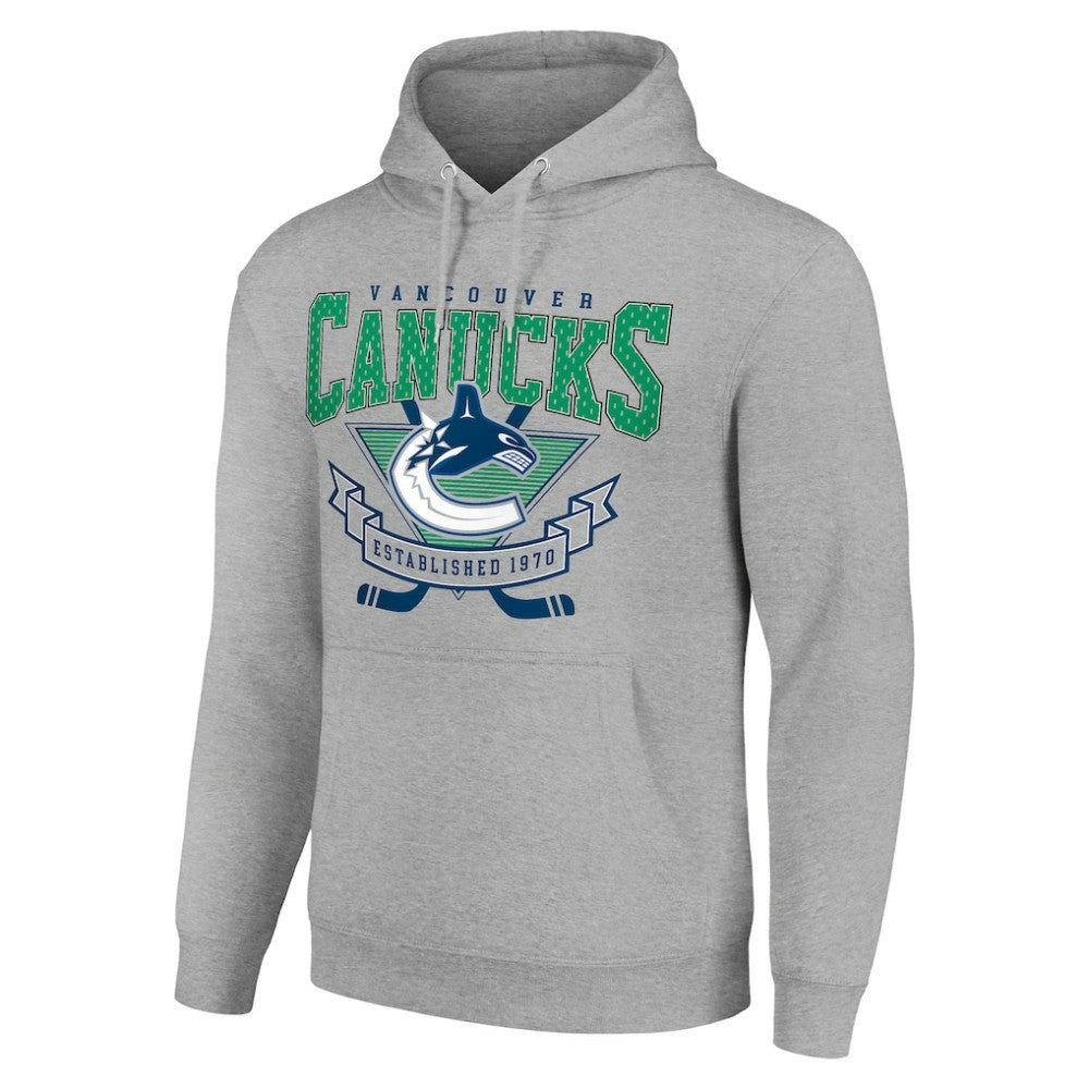 Vancouver Canucks Starter Team Logo Graphic Fleece Tri-Blend Pullover Hoodie - Heather Gray | US 201591986