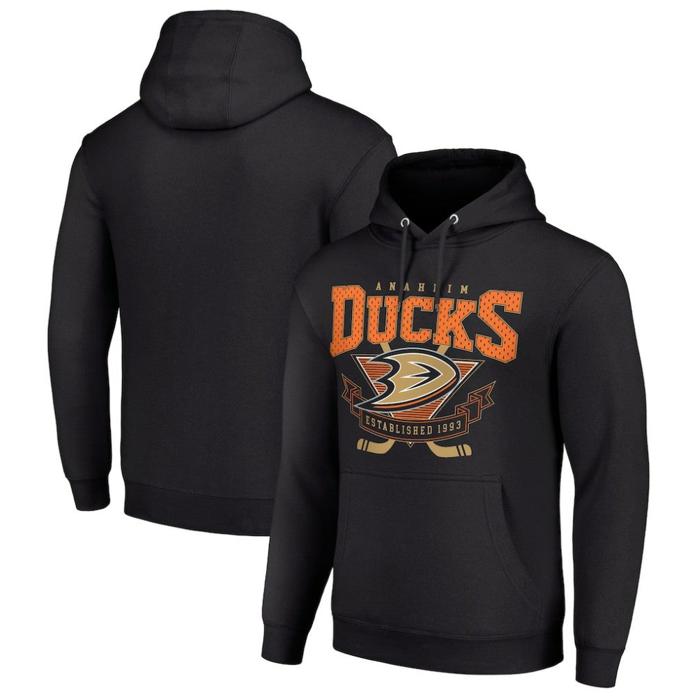 Anaheim Ducks Starter Team Logo Graphic Fleece Tri-Blend Pullover Hoodie - Black | US 201591991