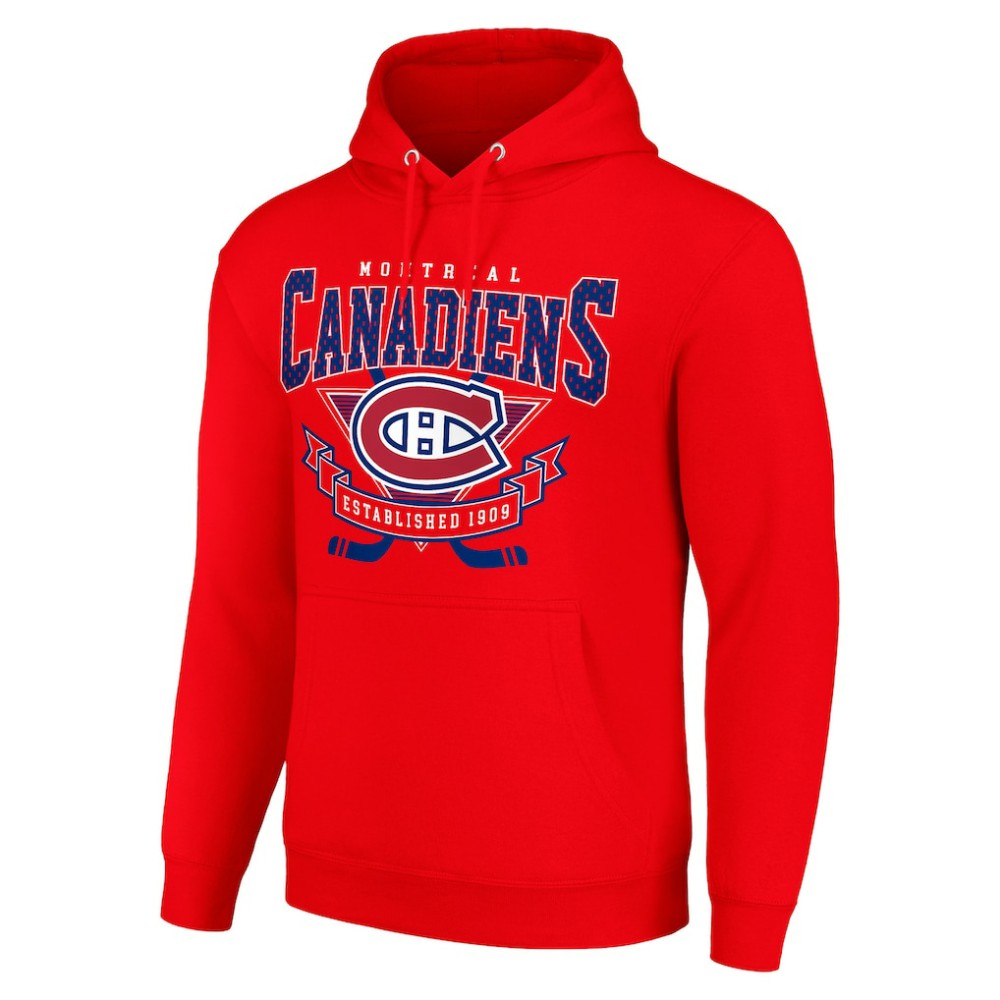 Montreal Canadiens Starter Team Logo Graphic Fleece Tri-Blend Pullover Hoodie - Red | US 201591993