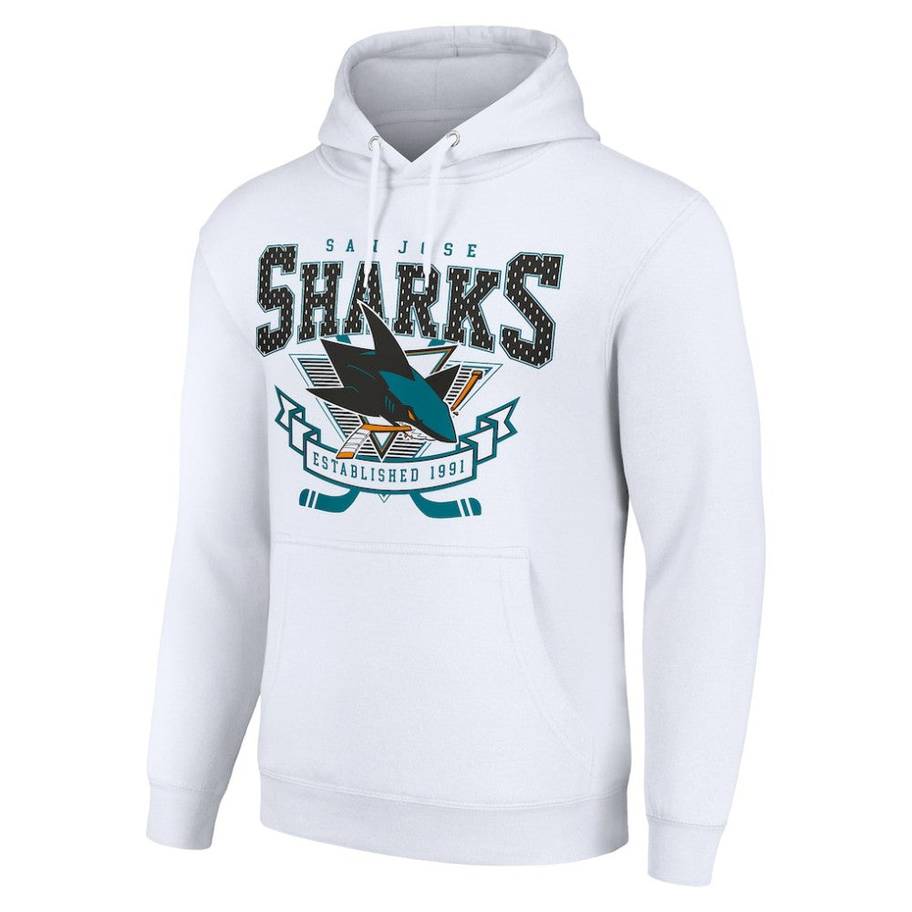 San Jose Sharks Starter Team Logo Graphic Fleece Tri-Blend Pullover Hoodie - White | US 201591994