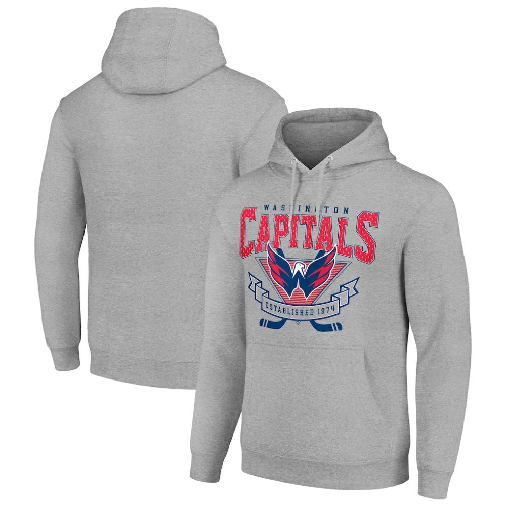 Washington Capitals Starter Team Logo Graphic Fleece Tri-Blend Pullover Hoodie - Heather Gray | US 201591998