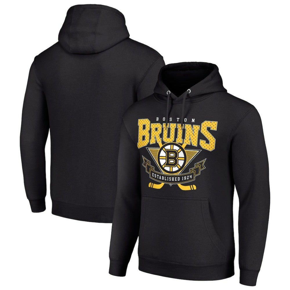 Boston Bruins Starter Team Logo Graphic Fleece Tri-Blend Pullover Hoodie - Black | US 201591999