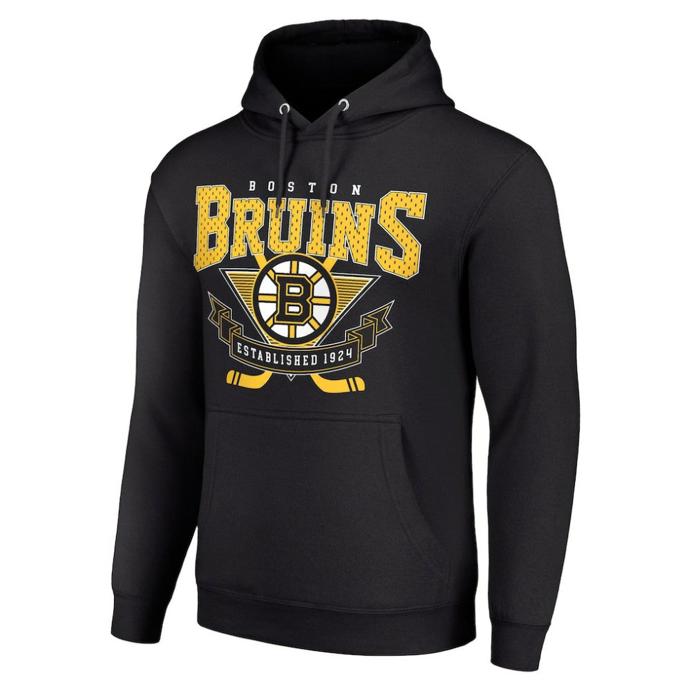 Boston Bruins Starter Team Logo Graphic Fleece Tri-Blend Pullover Hoodie - Black | US 201591999