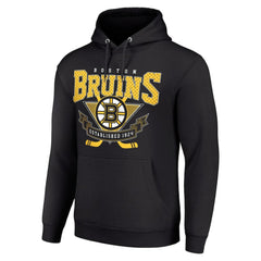 Boston Bruins Starter Team Logo Graphic Fleece Tri-Blend Pullover Hoodie - Black | US 201591999