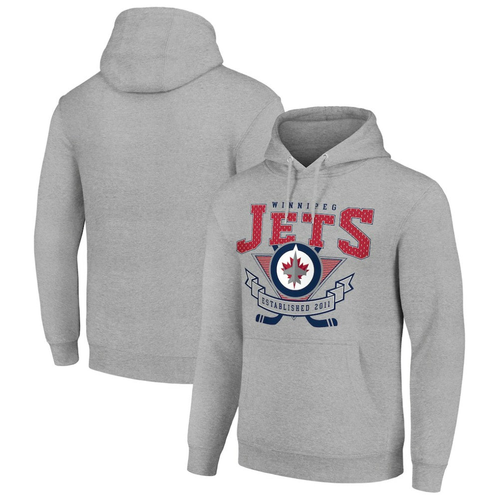Winnipeg Jets Starter Team Logo Graphic Fleece Tri-Blend Pullover Hoodie - Heather Gray | US 201592002