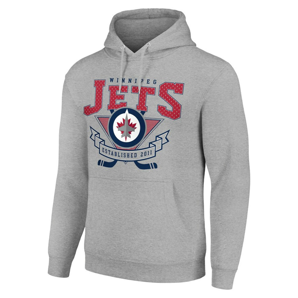 Winnipeg Jets Starter Team Logo Graphic Fleece Tri-Blend Pullover Hoodie - Heather Gray | US 201592002