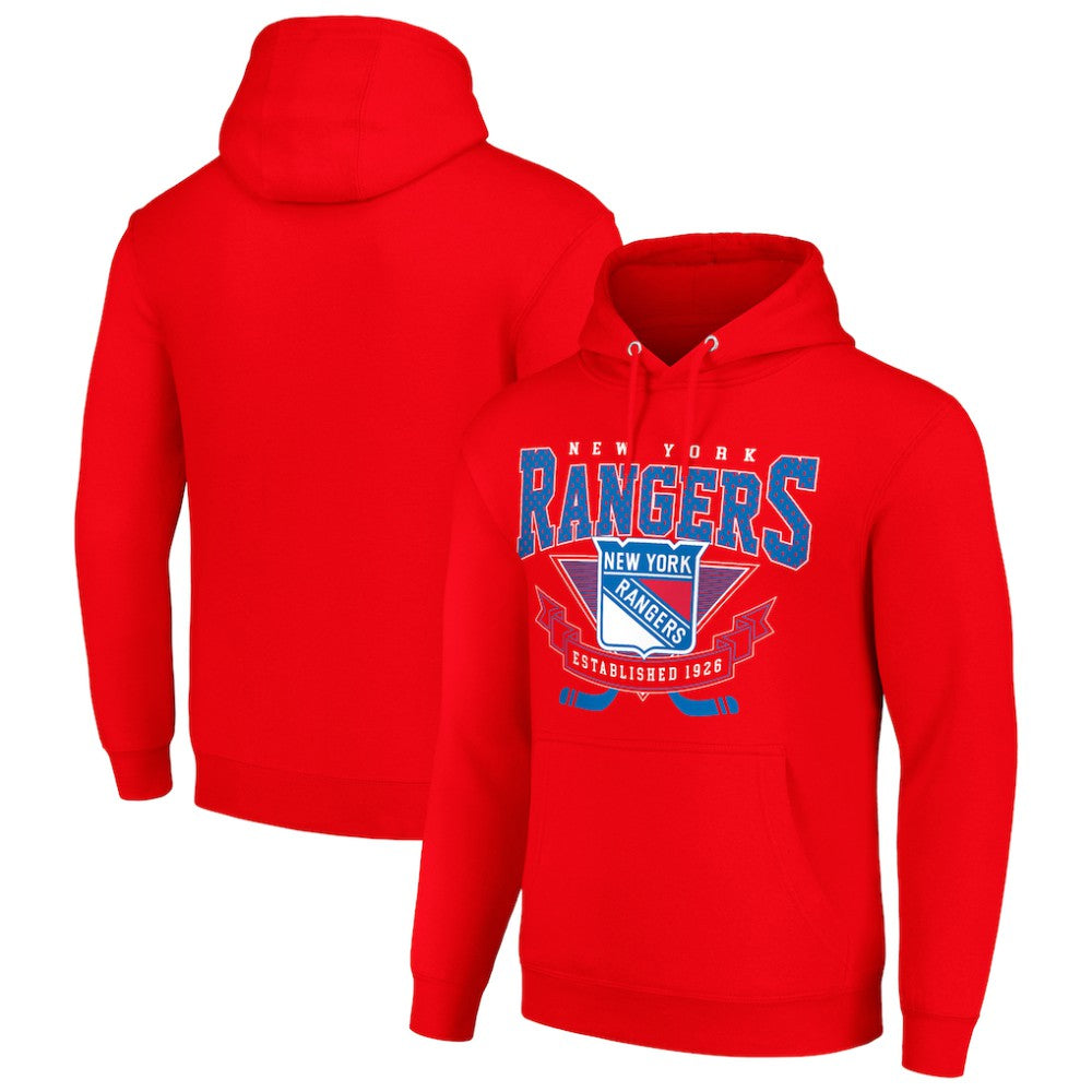 New York Rangers Starter Team Logo Graphic Fleece Tri-Blend Pullover Hoodie - Red | US 201592005