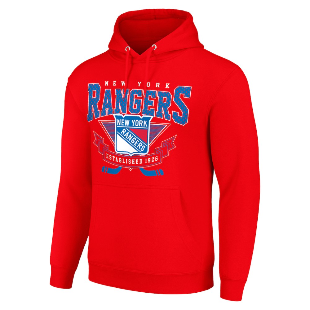 New York Rangers Starter Team Logo Graphic Fleece Tri-Blend Pullover Hoodie - Red | US 201592005