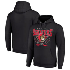 Ottawa Senators Starter Team Logo Graphic Fleece Tri-Blend Pullover Hoodie - Black | US 201592010