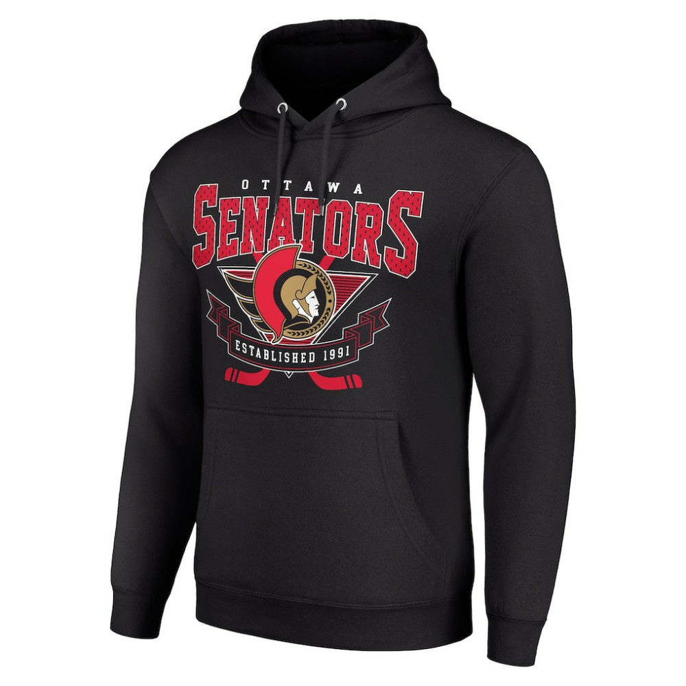 Ottawa Senators Starter Team Logo Graphic Fleece Tri-Blend Pullover Hoodie - Black | US 201592010