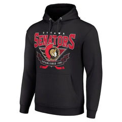 Ottawa Senators Starter Team Logo Graphic Fleece Tri-Blend Pullover Hoodie - Black | US 201592010