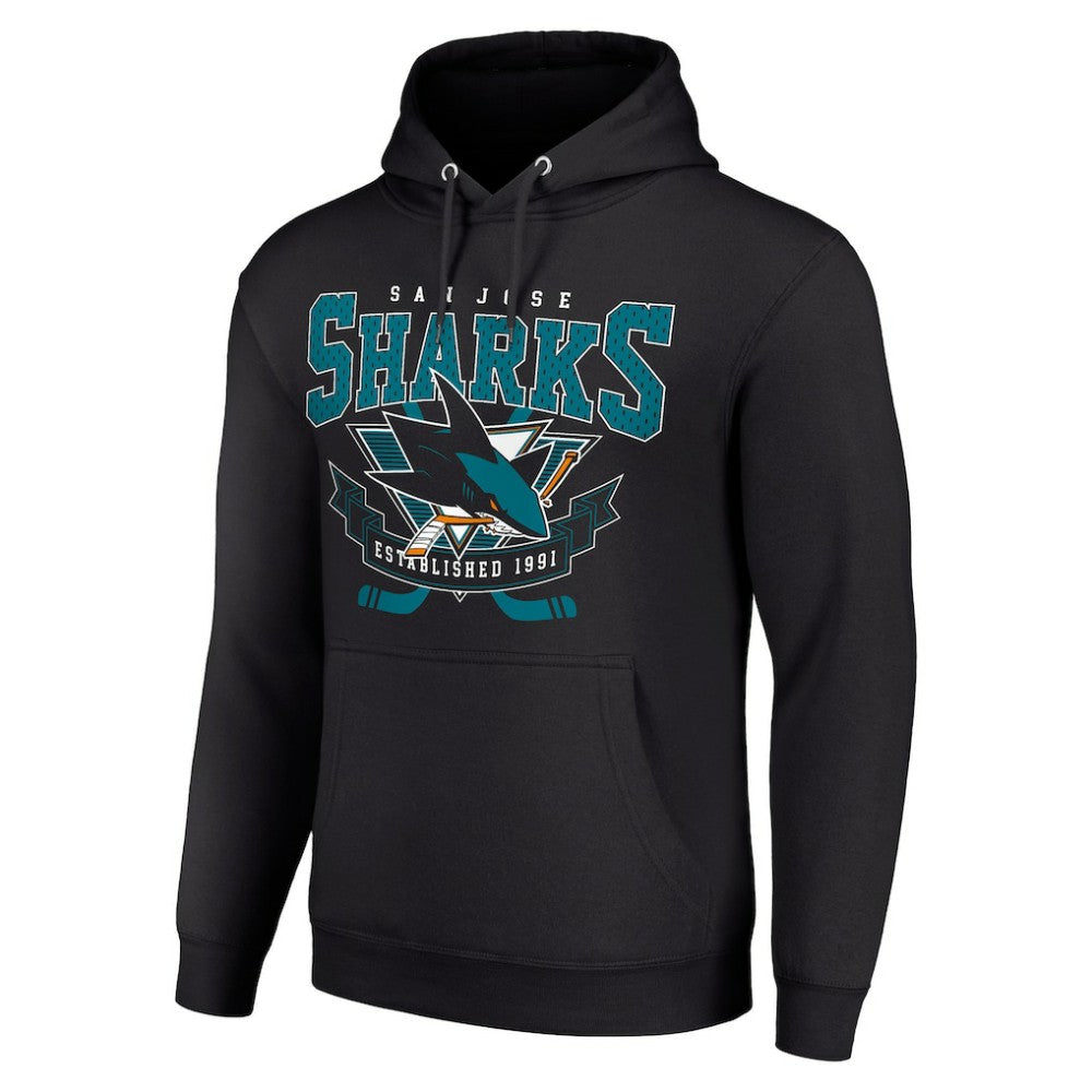 San Jose Sharks Starter Team Logo Graphic Fleece Tri-Blend Pullover Hoodie - Black | US 201592015