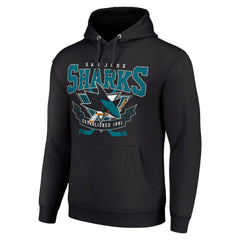 San Jose Sharks Starter Team Logo Graphic Fleece Tri-Blend Pullover Hoodie - Black | US 201592015