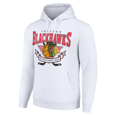 Chicago Blackhawks Starter Team Logo Graphic Fleece Tri-Blend Pullover Hoodie - White | US 201592019
