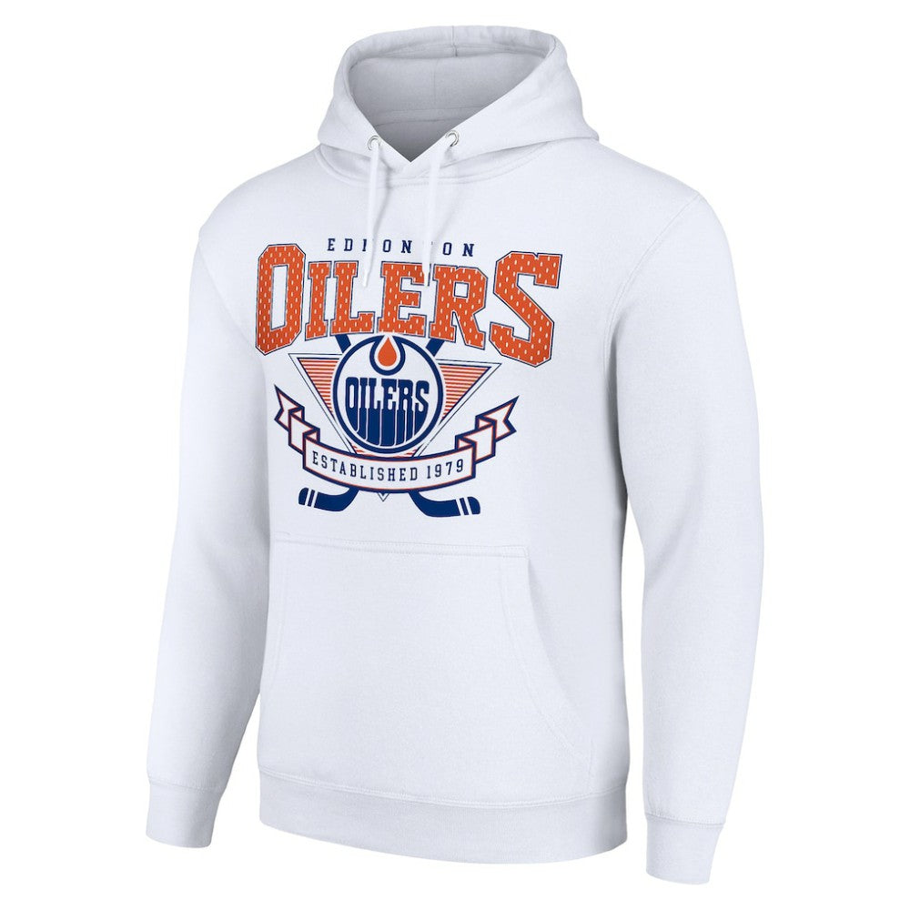 Edmonton Oilers Starter Team Logo Graphic Fleece Tri-Blend Pullover Hoodie - White | US 201592023