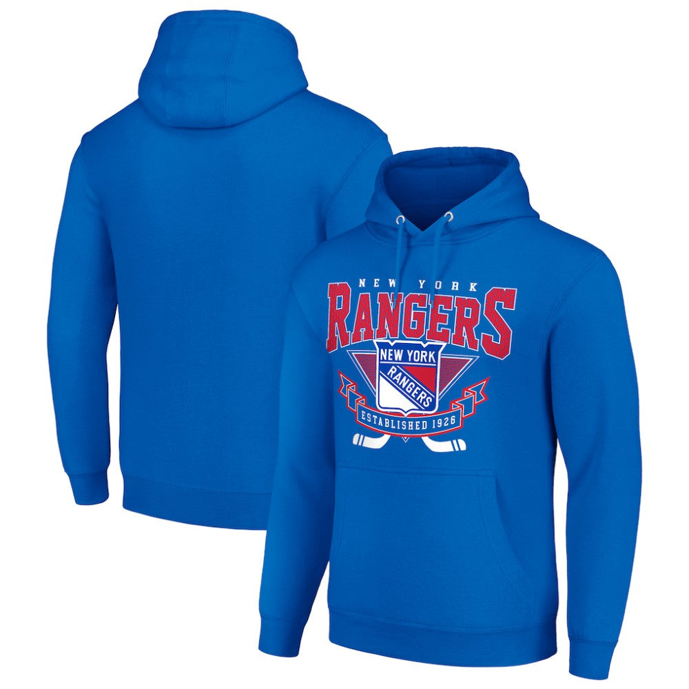 New York Rangers Starter Team Logo Graphic Fleece Tri-Blend Pullover Hoodie - Blue | US 201592027