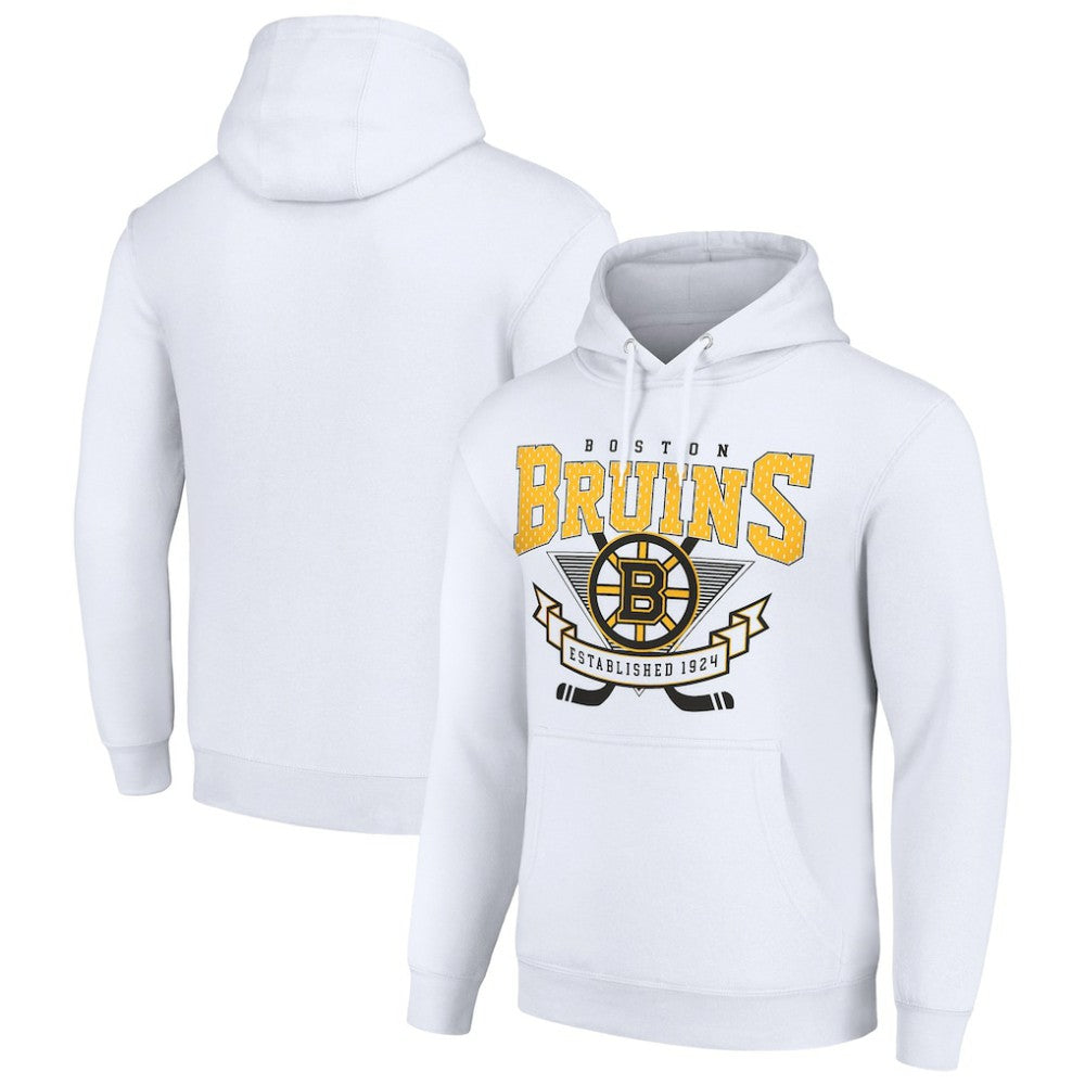 Boston Bruins Starter Team Logo Graphic Fleece Tri-Blend Pullover Hoodie - White | US 201592031