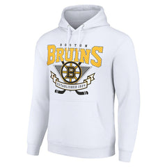 Boston Bruins Starter Team Logo Graphic Fleece Tri-Blend Pullover Hoodie - White | US 201592031