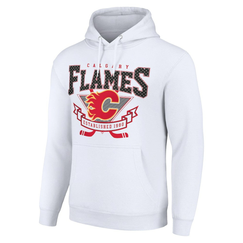 Calgary Flames Starter Team Logo Graphic Fleece Tri-Blend Pullover Hoodie - White | US 201592032