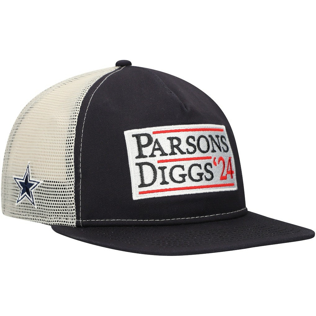 Dallas Cowboys New Era Election Trucker Golfer Snapback Hat - Navy/Natural Hats