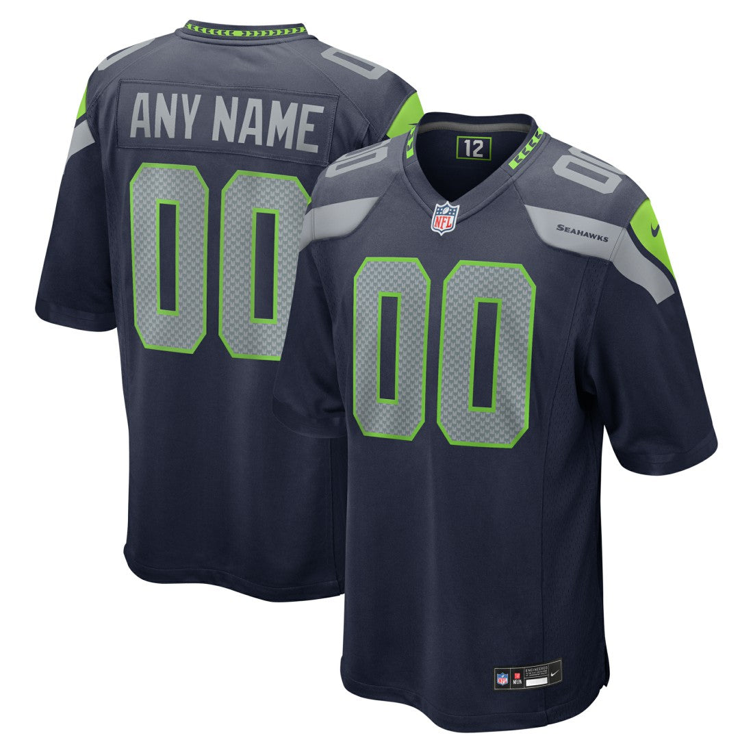 Seattle Seahawks Custom Game Jersey - College Navy Jerseys