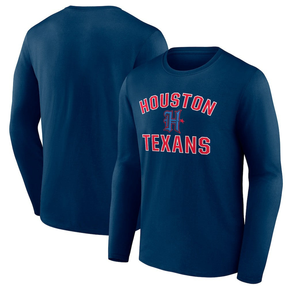 Houston Texans Secondary Logo Victory Arch Long Sleeve T-Shirt - Navy T-shirts
