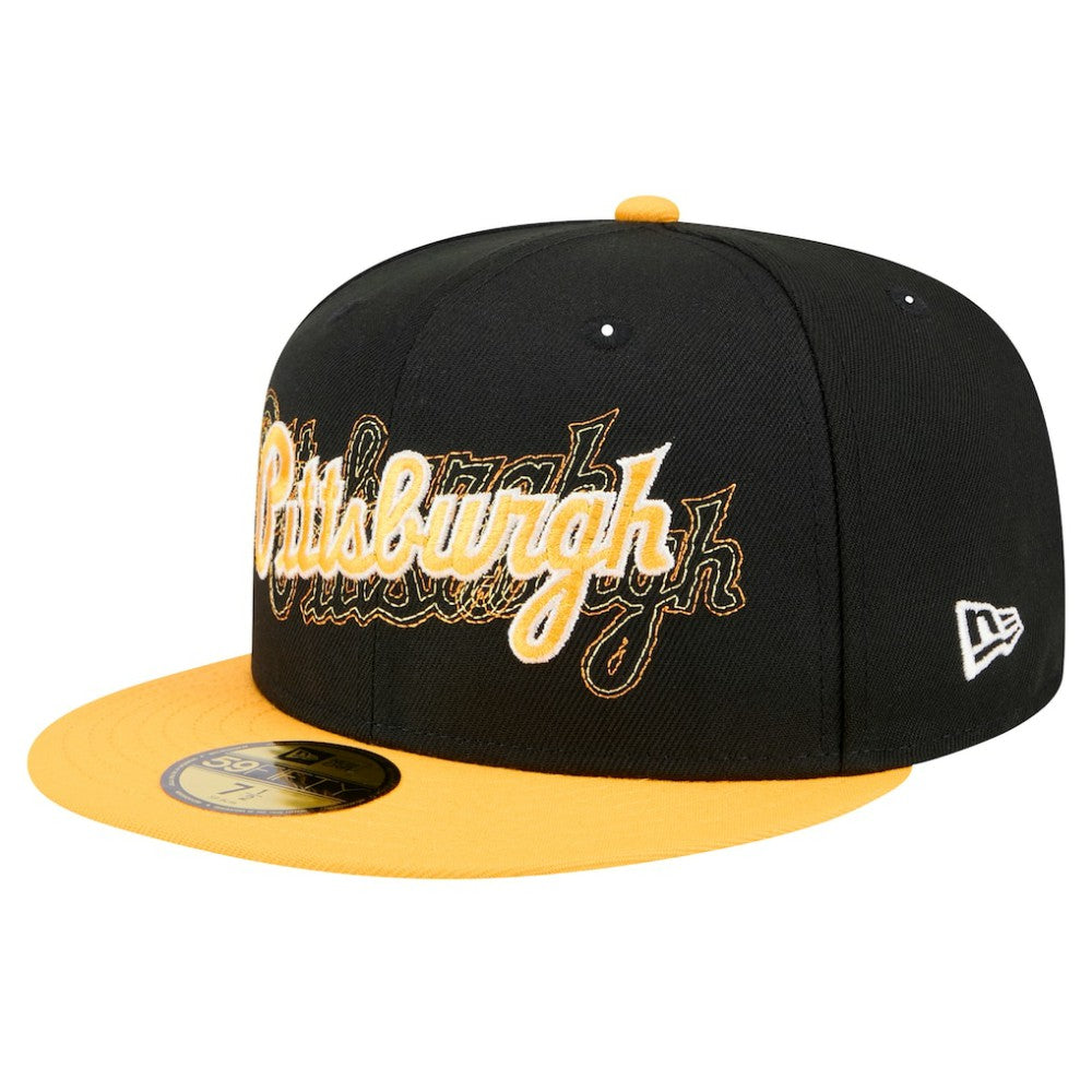 Pittsburgh Pirates New Era Shadow Stitch 59FIFTY Fitted Hat - Black Hats