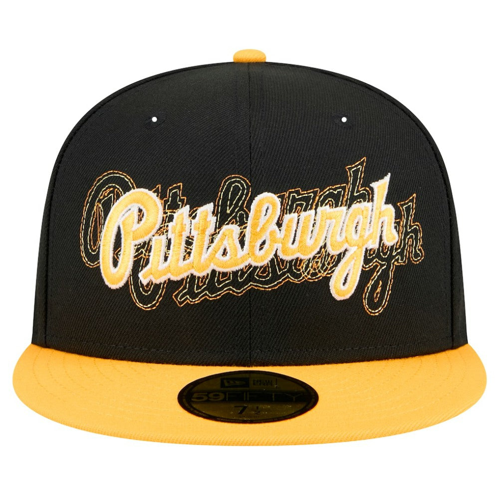 Pittsburgh Pirates New Era Shadow Stitch 59FIFTY Fitted Hat - Black Hats